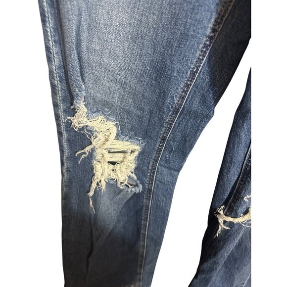 Rock & Roll Denim High Rise Flare Jeans W26 L34 Distressed Blue Denim - Picture 2 of 5
